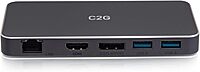 C2G USB C DUAL DISPLAY MST DP/HDMI RJ45 100W, Black