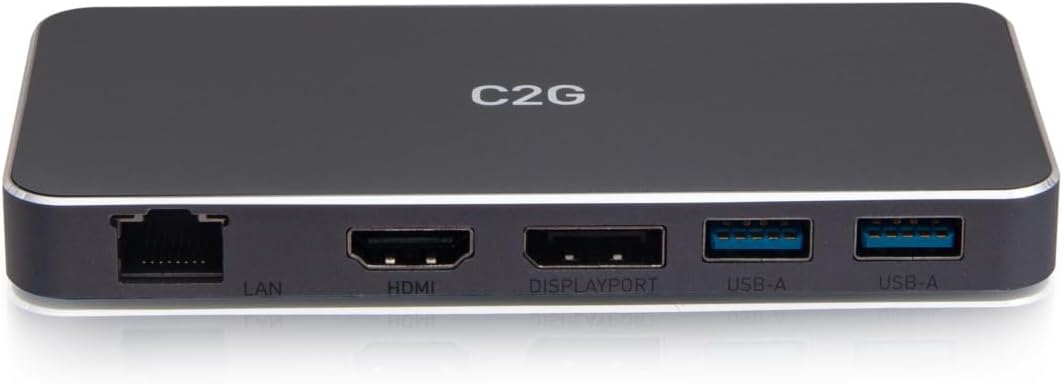 C2G USB C DUAL DISPLAY MST DP/HDMI RJ45 100W, Black