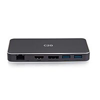C2G USB C DUAL DISPLAY MST DP/HDMI RJ45 100W, Black
