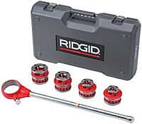 RIDGID, 36505, Exposed Ratchet Threader Set, 1/8 to 2 in,Silver/Red,Small