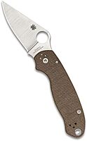 Spyderco Para 3 Folding Utility Pocket Knife - Ideal for Everyday Carry and Outdoor Adventures - Brown Canvas Micarta Handle, PlainEdge, 7.2-Inch Overall Length, 2.93-Inch Blade - C223MPCW