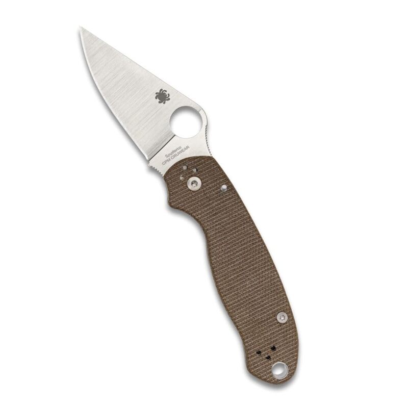 Spyderco Para 3 Folding Utility Pocket Knife - Ideal for Everyday Carry and Outdoor Adventures - Brown Canvas Micarta Handle, PlainEdge, 7.2-Inch Overall Length, 2.93-Inch Blade - C223MPCW