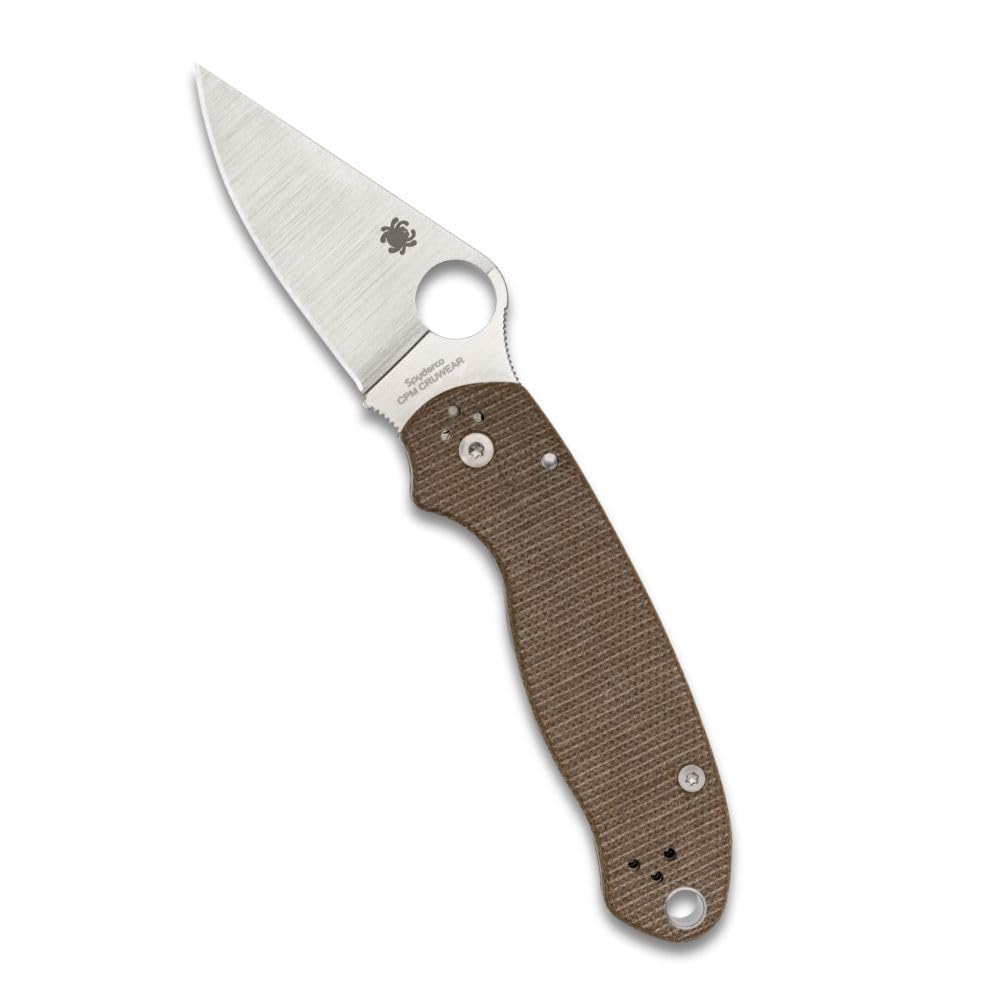 Spyderco Para 3 Folding Utility Pocket Knife - Ideal for Everyday Carry and Outdoor Adventures - Brown Canvas Micarta Handle