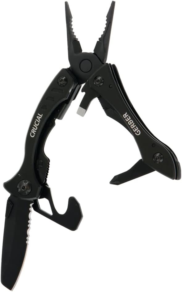 GERBER Crucial Multi-Tool - Black w/Pocket Clip & Strap Cutter [31-001518]