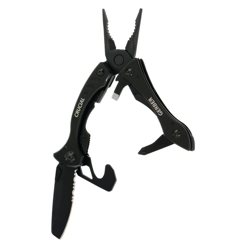 GERBER Crucial Multi-Tool - Black w/Pocket Clip & Strap Cutter [31-001518]