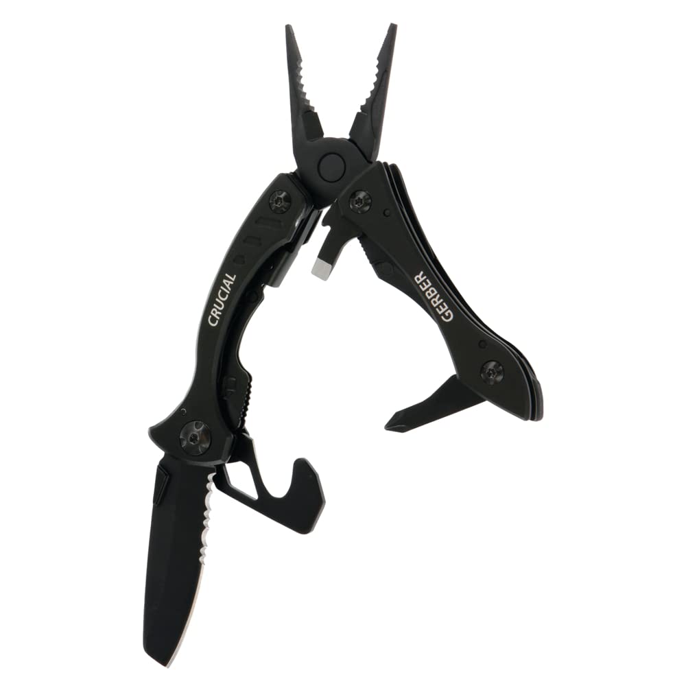GERBER Crucial Multi-Tool - Black w/Pocket Clip & Strap Cutter [31-001518]