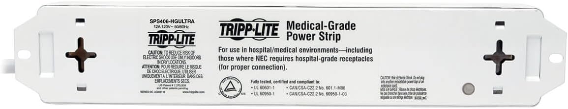 Tripp Lite Medical-Grade Surge Protector Power Strip, 4 Hospital-Grade Outlets, 6 ft. Cord