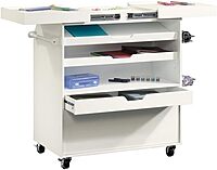 Sauder Craft Pro Mobile Craft Cart, 36inH x 37 1/4inW x 19 1/2inD, Soft White