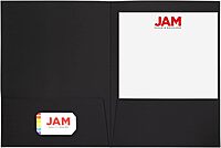 JAM PAPER Two Pocket Textured Linen Presentation Folders - Letter Size Business Folder - Black - Pack of 6