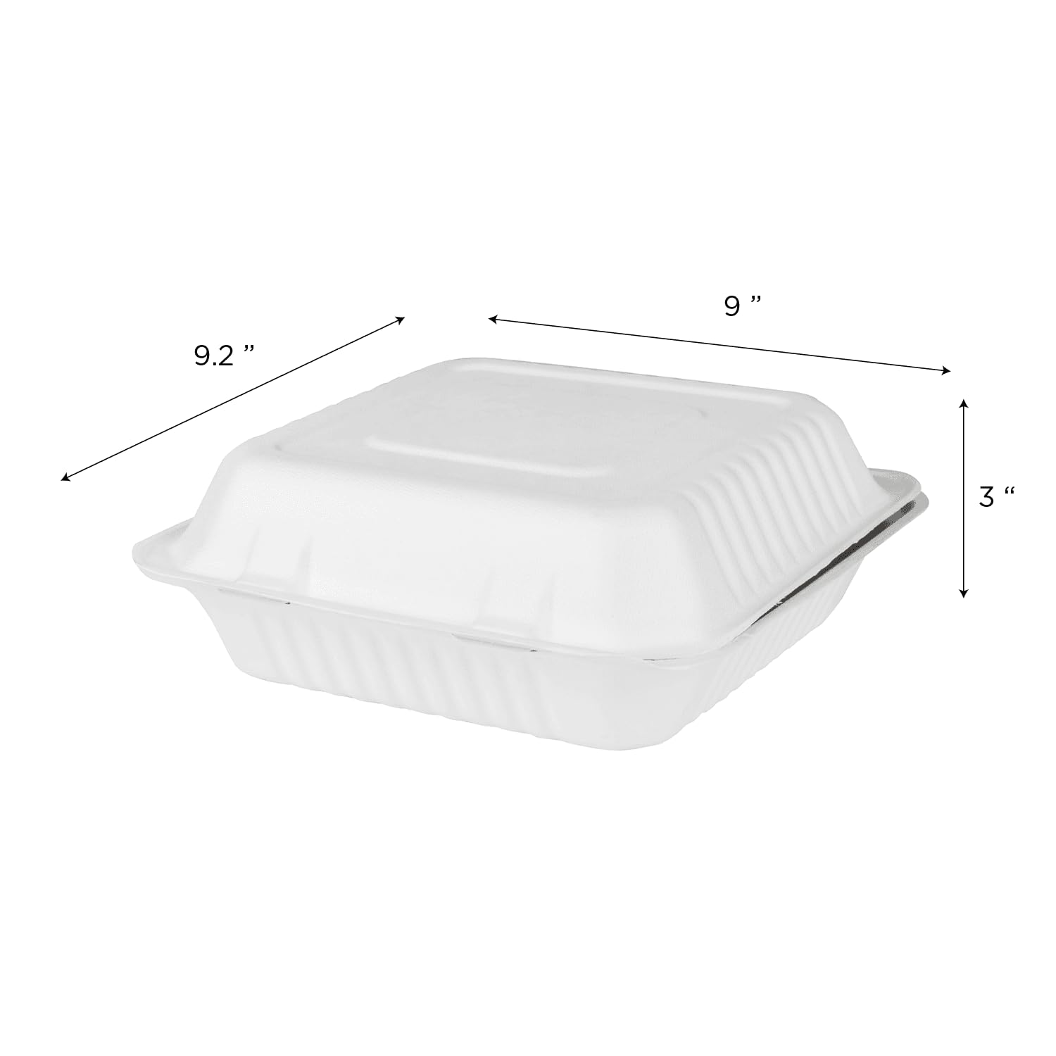 Karat Earth KE-BHC99-1C 9" x 9" Bagasse Hinged Clamshell Container (Pack of 200)