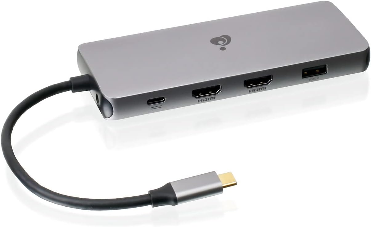 IOGEAR USB-C Triple Display Dock Station - 4K 60Hz - 2 HDMI - 1 DisplayPort - 2 USB2 - 2 USB3 - Ethernet - 3.5mm Audio