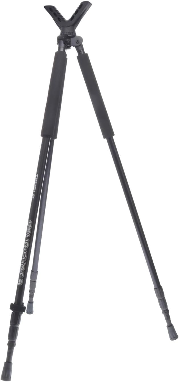 TruGlo Solid Shot Versatile Durable Adjustable Collapsible Rifle Shooting & Crossbow Hunting Tripod withRotating Head Design