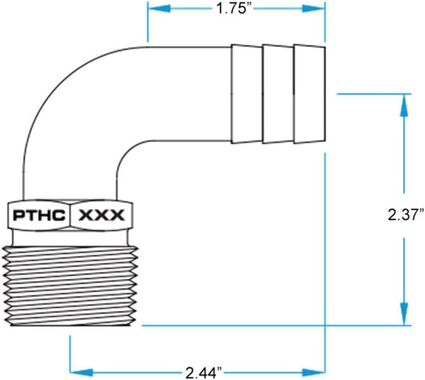 GROCO 1-1/4" NPT x 1-1/8" ID Bronze 90 Degree Pipe to Hose Fitting Standard Flow Elbow