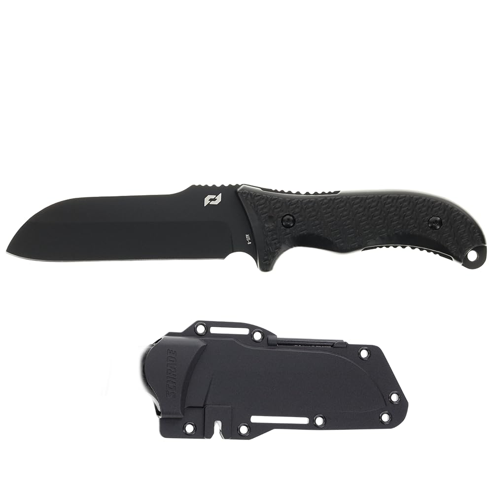 Schrade Delta Class Bedrock Sheepsfoot Fixed Blade with 10.4in Stainless Steel Blade, TPE Handle for Outdoor Survival