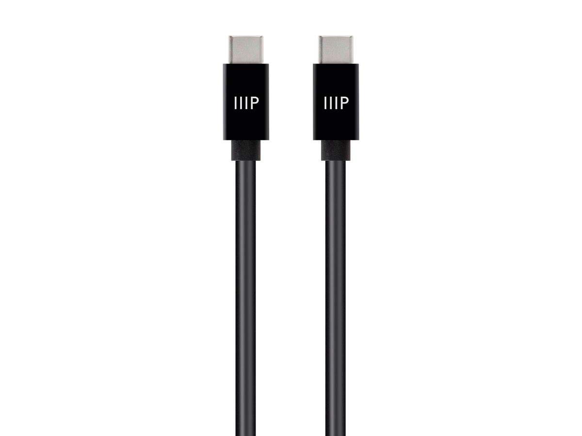 Monoprice Charge and Sync Type-C to Type-C Cable - 6 Feet - Black, USB 2.0, TPE Jacket, Up to 5A/100W