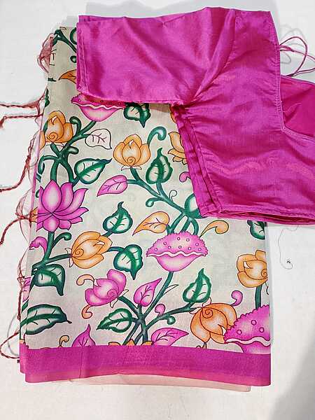 J376: Ready To Ship Beautiful Kalamkari Saree With Stitched Blouse J376: Ready To Ship Beautiful Kalamkari Saree With Stitched Blouse