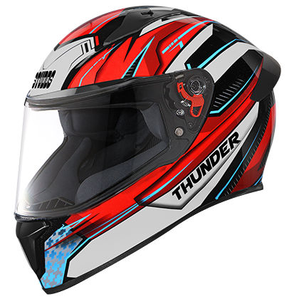 STUDDS THUNDER D8 BLACK N2 RED C/V (L) WITH SPOILER AND MIRROR VISOR