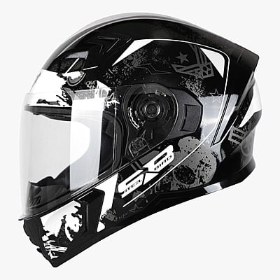STEELBIRD SBA-21 COMBAT GLOSSY BLACK/WHITE C/V (L)