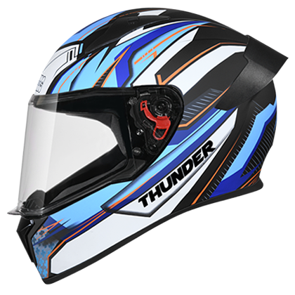 STUDDS THUNDER D8 BLACK N1 BLUE C/V (L) WITH SPOILER AND MIRROR VISOR