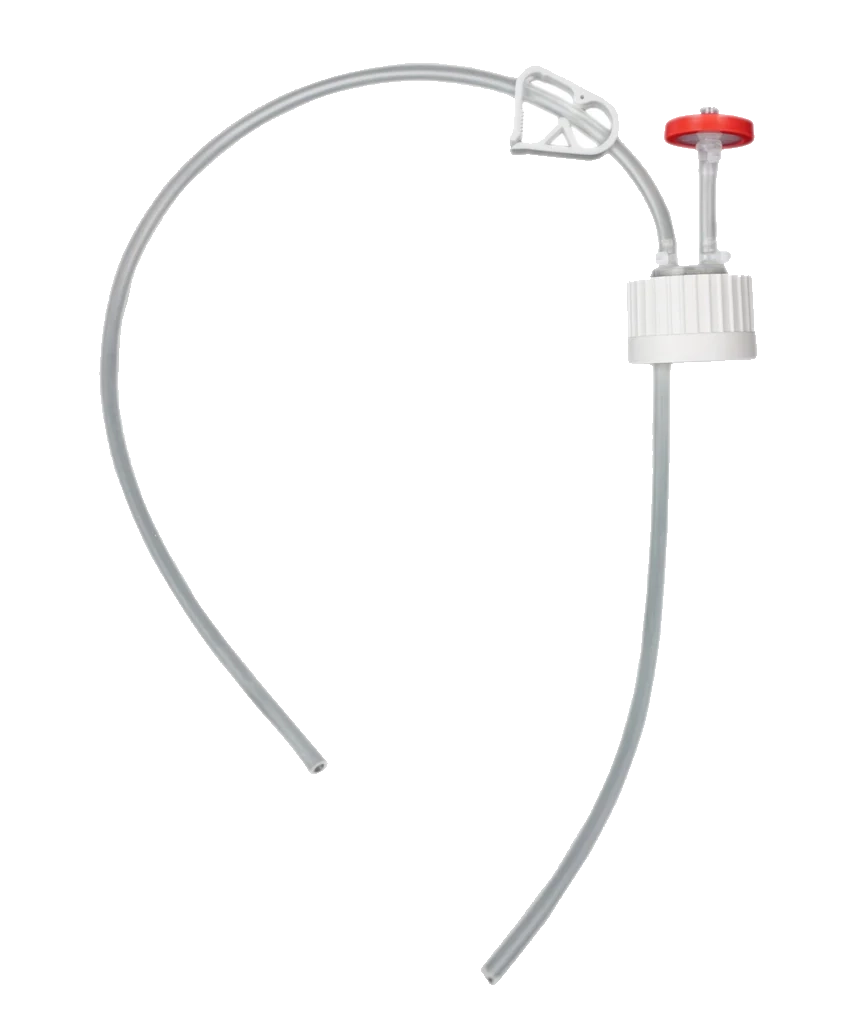 EZBio® Cap Assembly 38-430mm VersaCap with Vent and Dip Tube for 125mL 20/CS