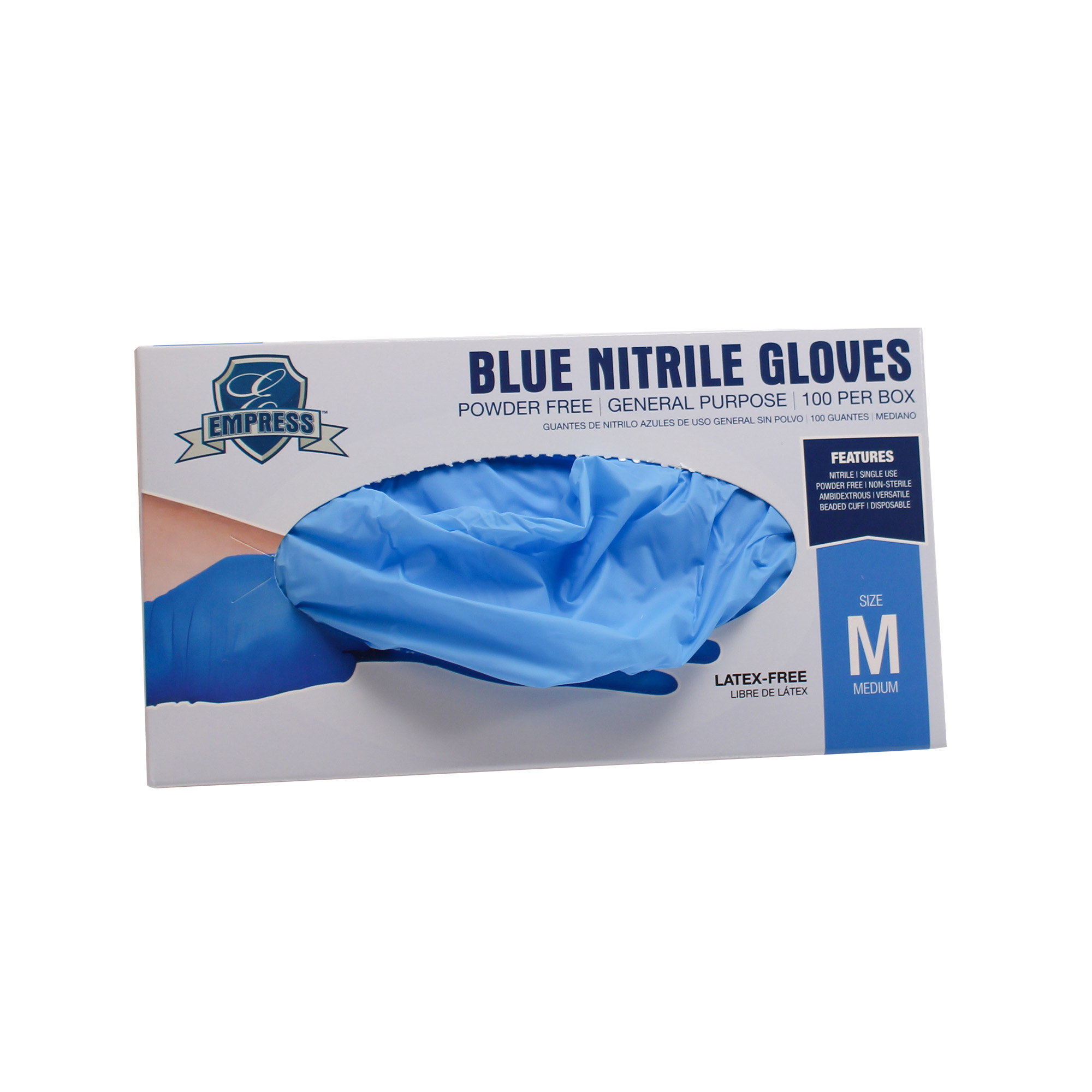 Empress Nitrile Glove Blue Powder Free Medium 3 mil 10 / 100 cs