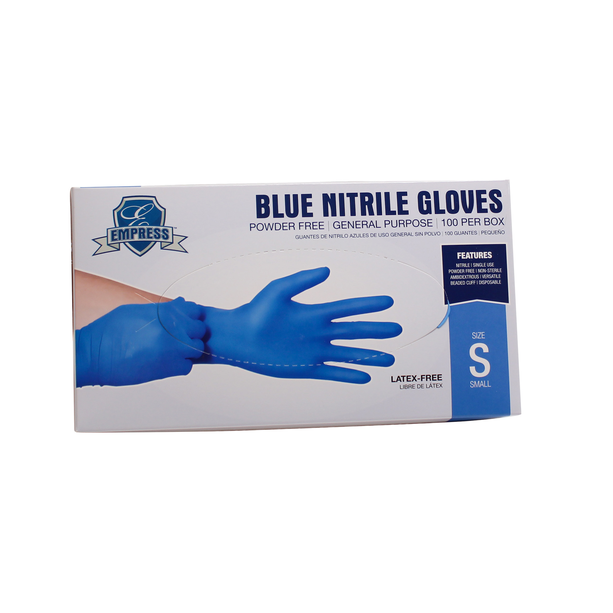 Empress Nitrile Glove Blue Powder Free Small 3 mil 10 / 100 cs