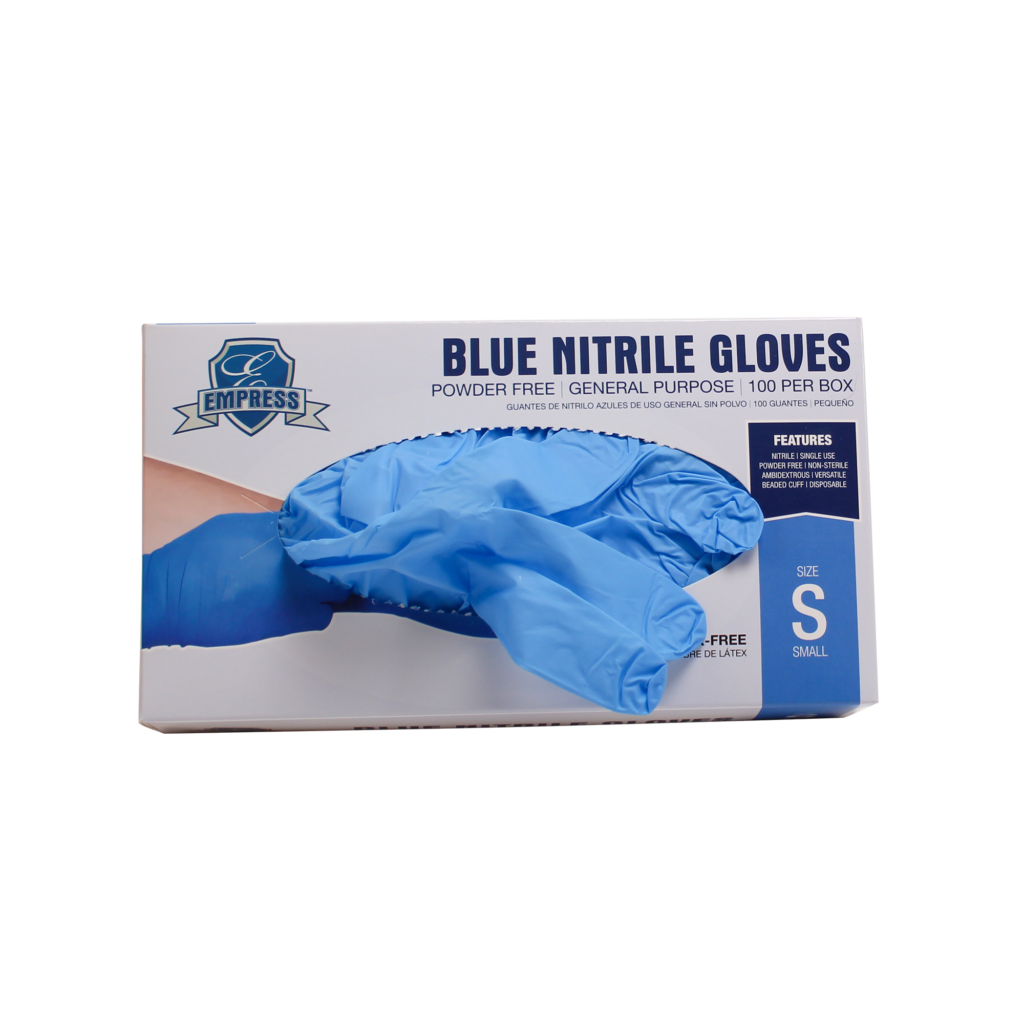Empress Nitrile Glove Blue Powder Free Small 3 mil 10 / 100 cs