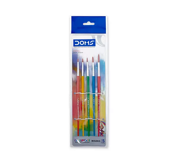 DOMS Colourmate Round Paint Brushes Set of 5 (0,1,2,4,6) – Synthetic Hair Brushes