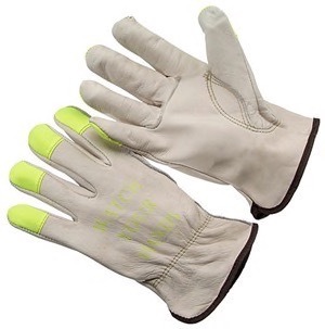 Grain driver, green Hi-Vis finger tips with logo