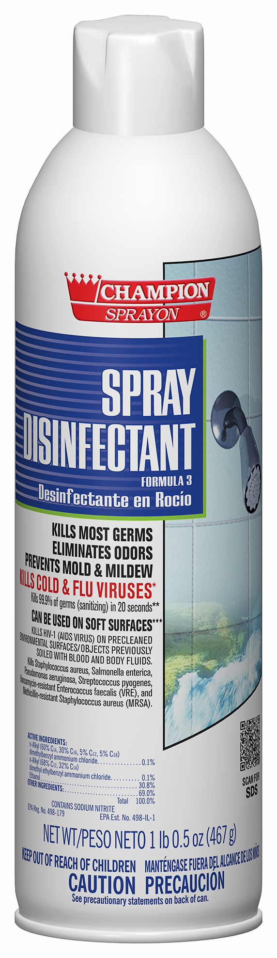 Chase Products Aerosol Quaternary Disinfectant Spray 12/16.5oz