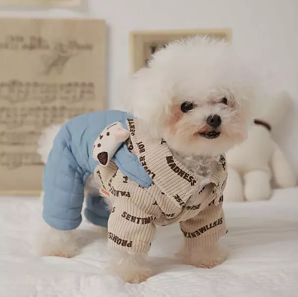 Cute Teddy Style Dog Jumpsuit with Mini Backpack – Warm Winter Pet Outfit