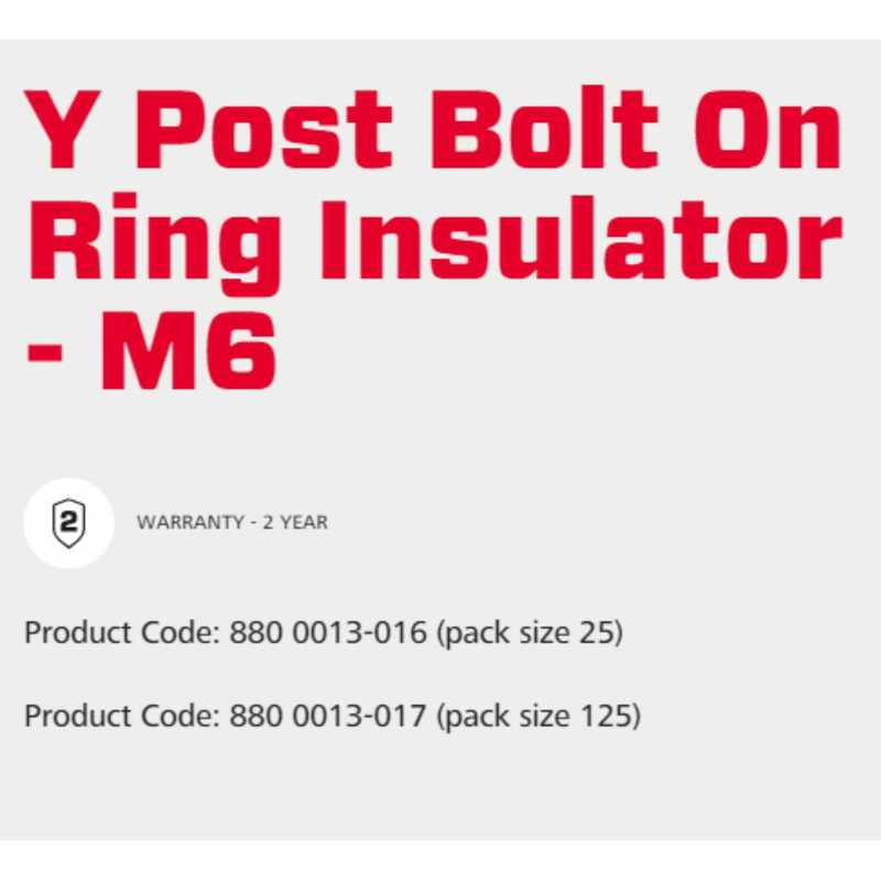 Speedrite Y Post Bolt On Ring Insulator - M6- 50Pcs