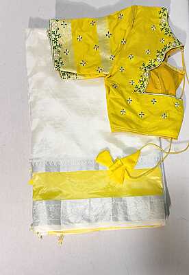 D196: Ready To Ship Beautiful Pure Mangalagiri Saree With Stitched Emboridery Work Blouse