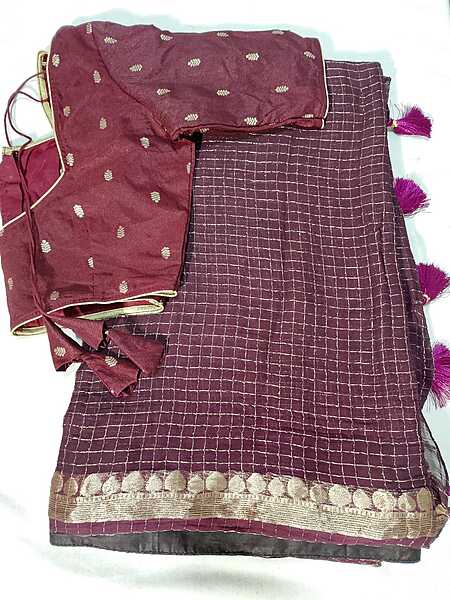 J364: Ready To Ship Beautiful Viscos Georgette Silk Saree With Stitched Blouse J364: Ready To Ship Beautiful Viscos Georgette Silk Saree With Stitched Blouse
