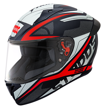 STUDDS THUNDER D4 MATT BLACK N2 RED C/V (XL) WITH SPOILER AND MIRROR VISOR