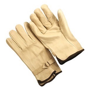 Premium grain drivers, straight thumb, leather pull strap back