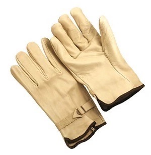 Premium grain drivers, straight thumb, leather pull strap back