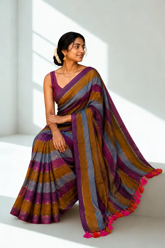 Mul cotton without blouse Multicolour