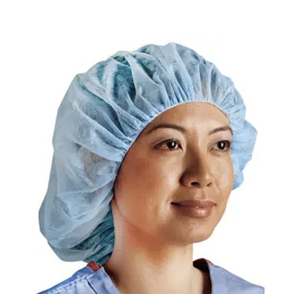 Disposable Bouffant Cap – One Size Fits Most, Blue, Elastic Closure