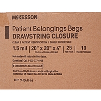 Patient Belongings Bag McKesson – Clear Drawstring, 4 × 20 × 20 Inch Patient Belongings Bag McKesson – Clear Drawstring, 4 × 20 × 20 Inch
