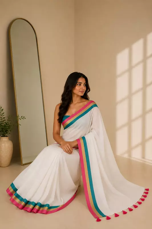 Mul cotton without blouse Kerala 3