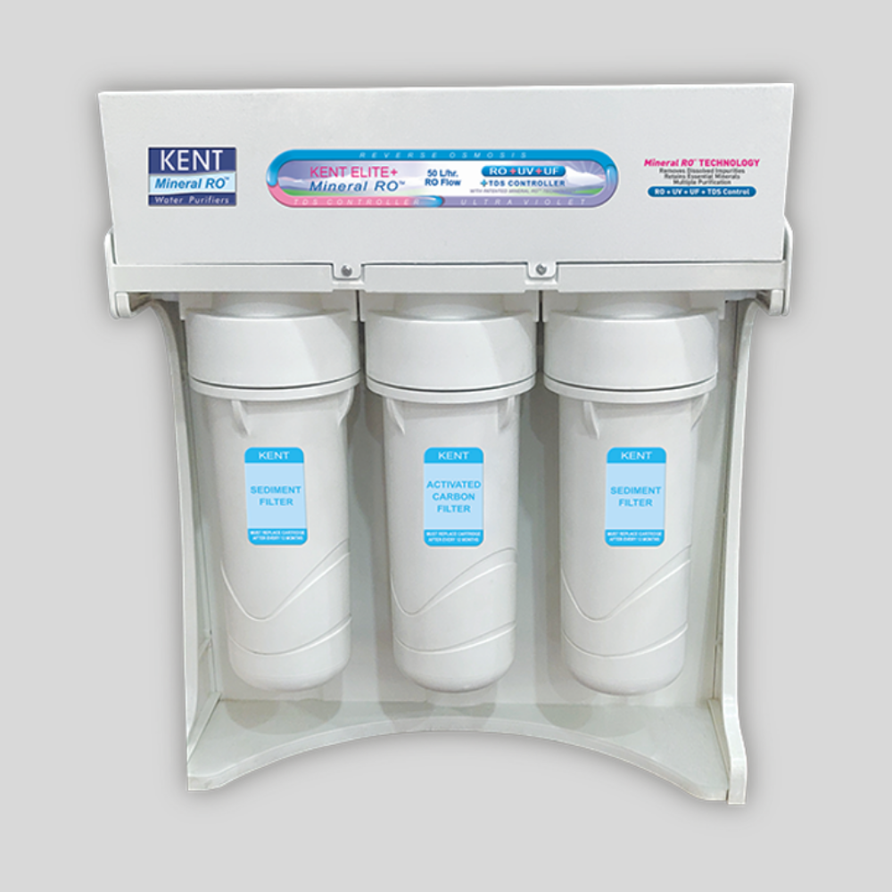The sleek, wall-mounted Kent Elite Plus RO+UV Purifier installed in a modern Gurgaon office pantry. The sleek, wall-mounted Kent Elite Plus RO+UV Purifier installed in a modern Gurgaon office pantry.