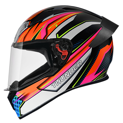 STUDDS THUNDER D8 MATT BLACK N10 ORANGE C/V (XL) WITH SPOILER AND MIRROR VISOR