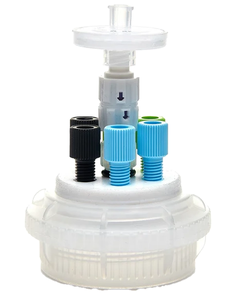 ChromCap™ 300 HPLC Cap Assembly GL45 PTFE Adapter & Safety Air Inlet Valve 6x Ports 1/8" or 1/16" OD Tubing 1/EA