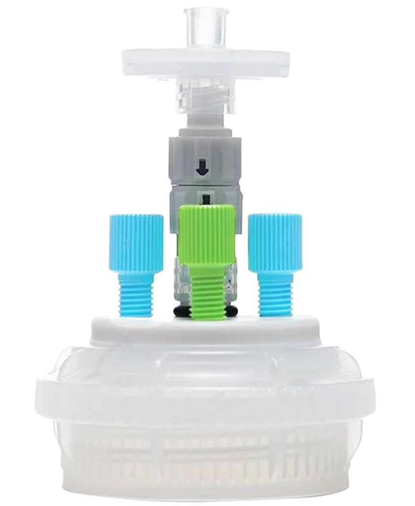 ChromCap™ 300 HPLC Cap Assembly GL45 PTFE Adapter & Safety Air Inlet Valve 3x Ports 1/8" or 1/16" OD Tubing 1/EA