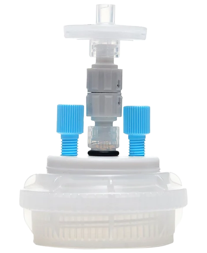 ChromCap™ 300 HPLC Cap Assembly GL45 PTFE Adapter & Safety Air Inlet Valve 2x Ports 1/8" or 1/16" OD Tubing 1/EA