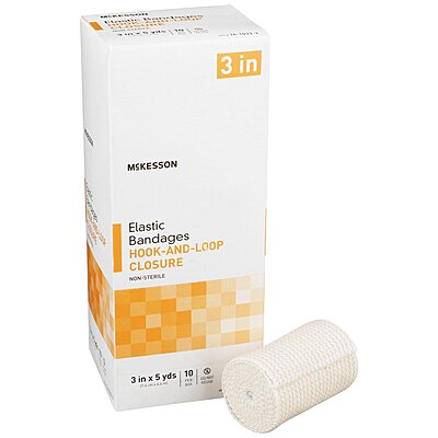 McKesson Elastic Bandage – 3 Inch × 5 Yard, Hook & Loop Closure, Tan, Non-Sterile