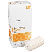 McKesson Elastic Bandage – 4 Inch × 5 Yard, Hook & Loop Closure, Tan, Non-Sterile