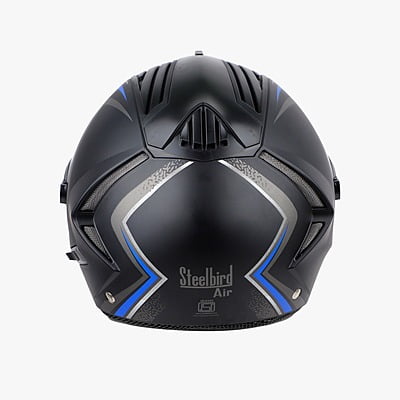 STEELBIRD SBA-2 ISS REED GLOSSY BLACK BLUE D/V (SILVER) (L)