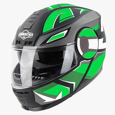 STEELBIRD SBH-40 ISS SPEED MATT BLACK/GREEN C/V 600 MM